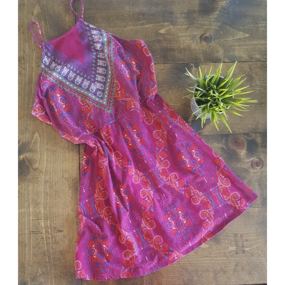 Colorful Summer Dress High Neck